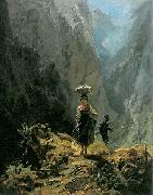 Carl Spitzweg, Dirndl und Jager im Gebirge